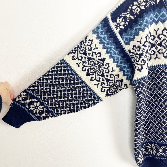 Vintage 80s NORDSTRIKK Norway Fair Isle Sweater Wool Preppy Cabincore Ski M - Picture 4 of 10